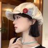 Double-Button Decorative Baseball Cap Cotton Hemp Octagon Windproof Newspaper Hat Adjustable Beret Fall And Winter Sun Hat