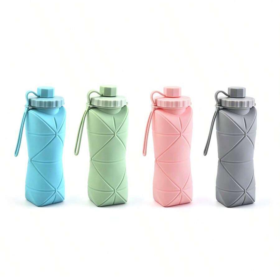 1 ks 600ml velký skládací silikonový hrnek - přenosná cestovní láhev na vodu pro venkovní použití, potravinářská, v svěžích barvách, skládací design