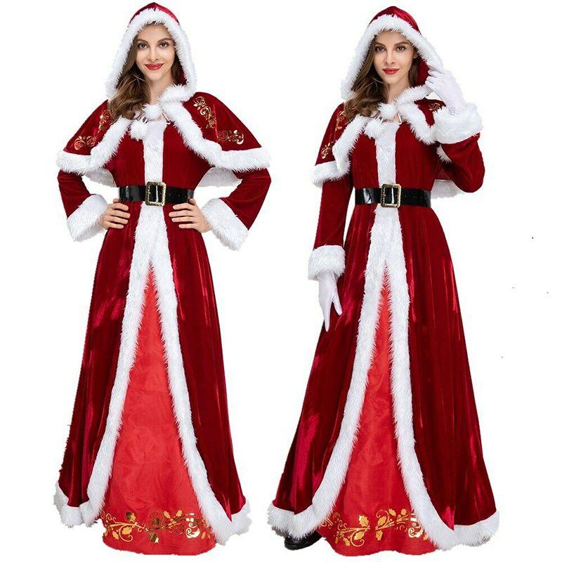 Elegant Deluxe Mrs. Santa Costume For Adults In Luxurious Soft Corduroy Fabric