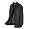 Men's Mid-Length Woolen Winter Coat with Plus Velvet for Middle-Aged and Elderly, Thickened Windbreaker Jacket.