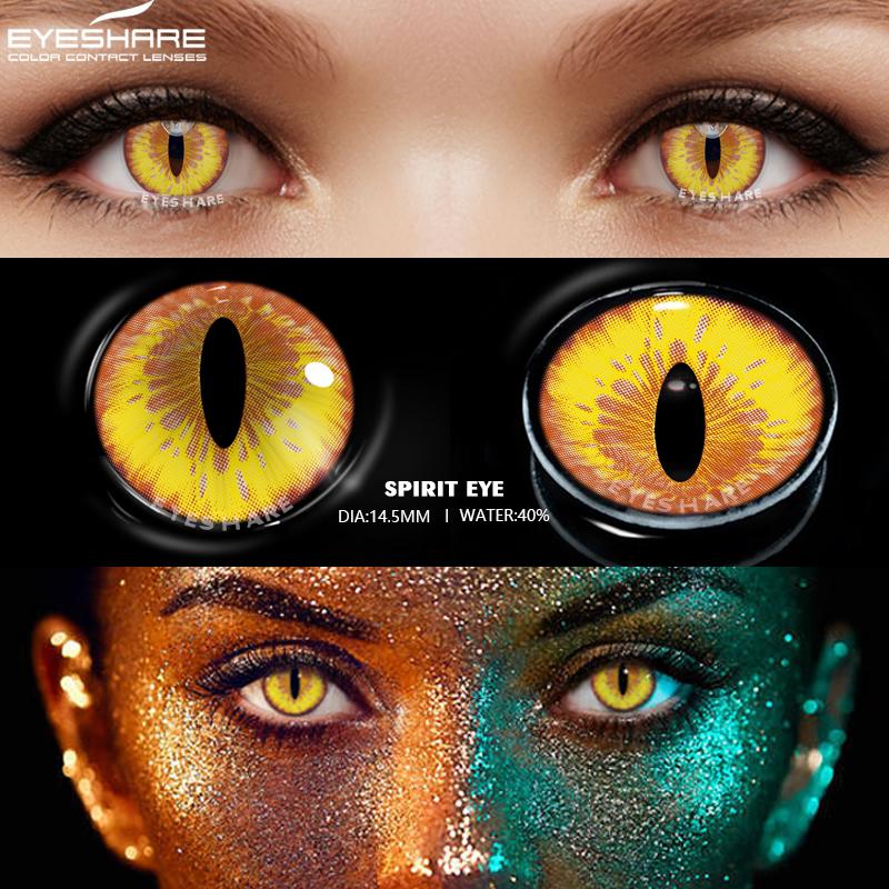 EYESHARE Colored Contact Lenses for Eyes Cosplay Colored Lenses Halloween Lenses Yellow Contact Lens Red Contacts Yearly Beauty Makeup Lens