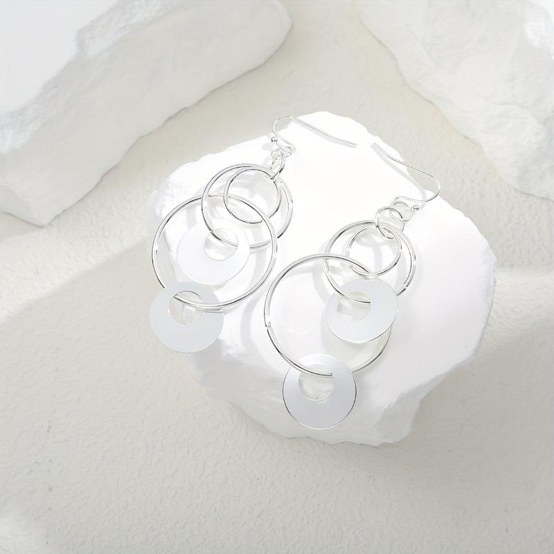 Minimalist Hollow Geometric Circle Pieced Pendant Earrings, Unique Jewelry Gift For Women