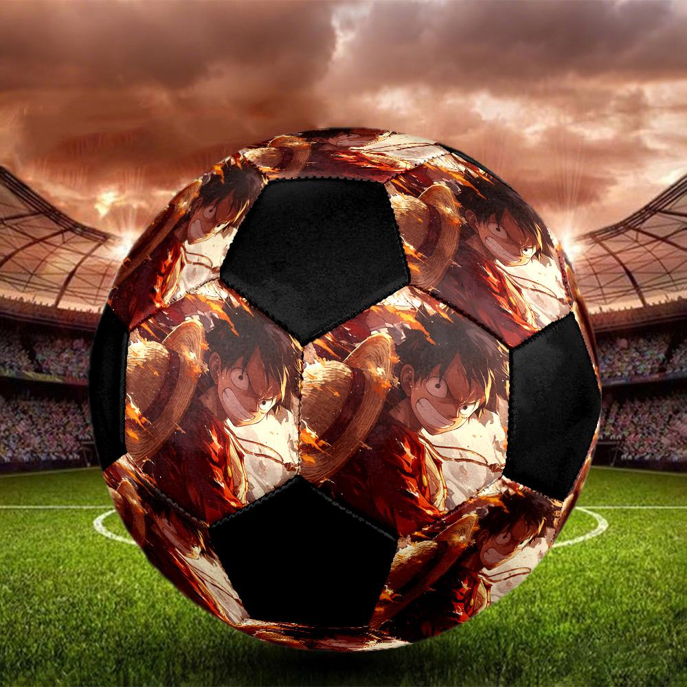 One Piece Anime Epic Illustration Soccer Ball Colorful All Ages Machine Stitched PVC Competition Ready Durable High-Bounce.SIZE5