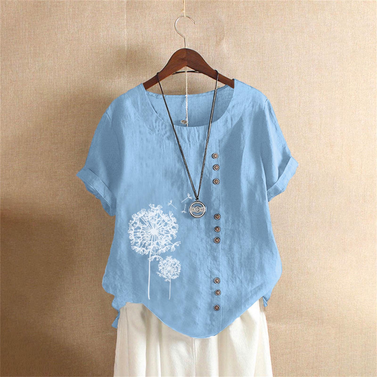 

Женская летняя ретро футболка большого размера свободного кроя с коротким рукавом из хлопка и льна, 2022 L