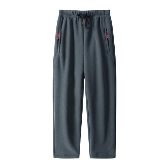 Pánské podzimní zimní kalhoty Silný plus střední elastický pas Měkké zateplené kotníkové volné volné ležérní jednobarevné kapsy sportovní jogging dlouhé kalhoty tepláky