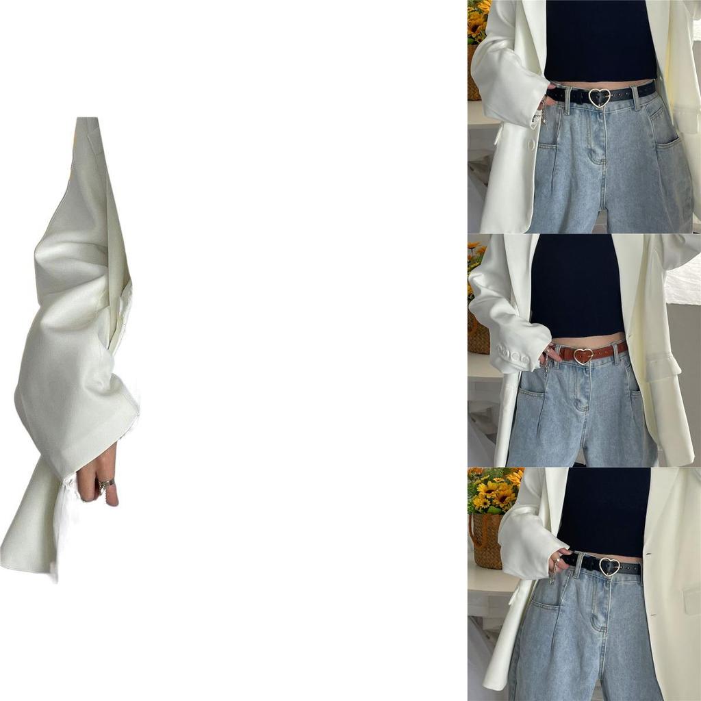 Chic Heart Hole Belt For Students Versatile Pu Material Adjustable Stylish Design