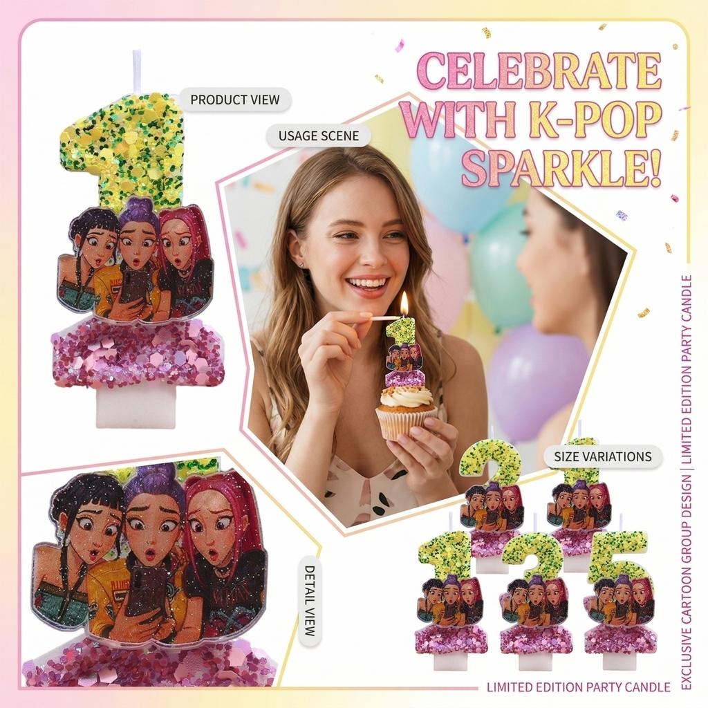 Fashion Cartoon Creative Birthday Candles Party Digital Candles