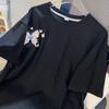 Chinese Style Embroidered T-shirt Summer Round Neck Loose Women's Short Sleeved Tee Butterfly Pattern Korean Casual Top
