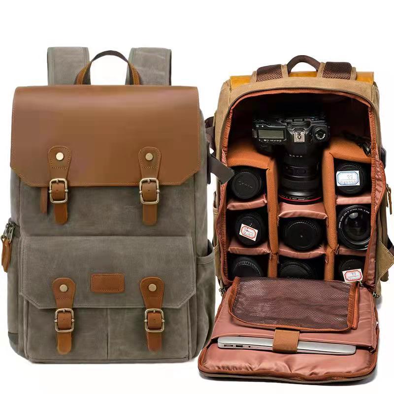 

Професійний водонепроникний вощений полотняний рюкзак для DSLR-камери, USB-зарядка Por, велика високоякісна сумка для камери, рюкзак, рюкзак для дронів big size for camera зелений