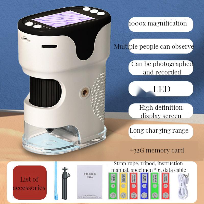 

Ручний, портативний, з екраном і мікроскопом для обміну фотографіями, дитяча наука, учні можуть бачити бактерії