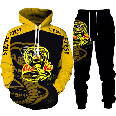 Lustiger Cobra Kai 3D-Druck-Trainingsanzug für Herren, cooler Hoodie/Hosen/Anzug Hip Hop 2022, modisches Langarm-Jogging-Sportbekleidungs-Athletik-Set
