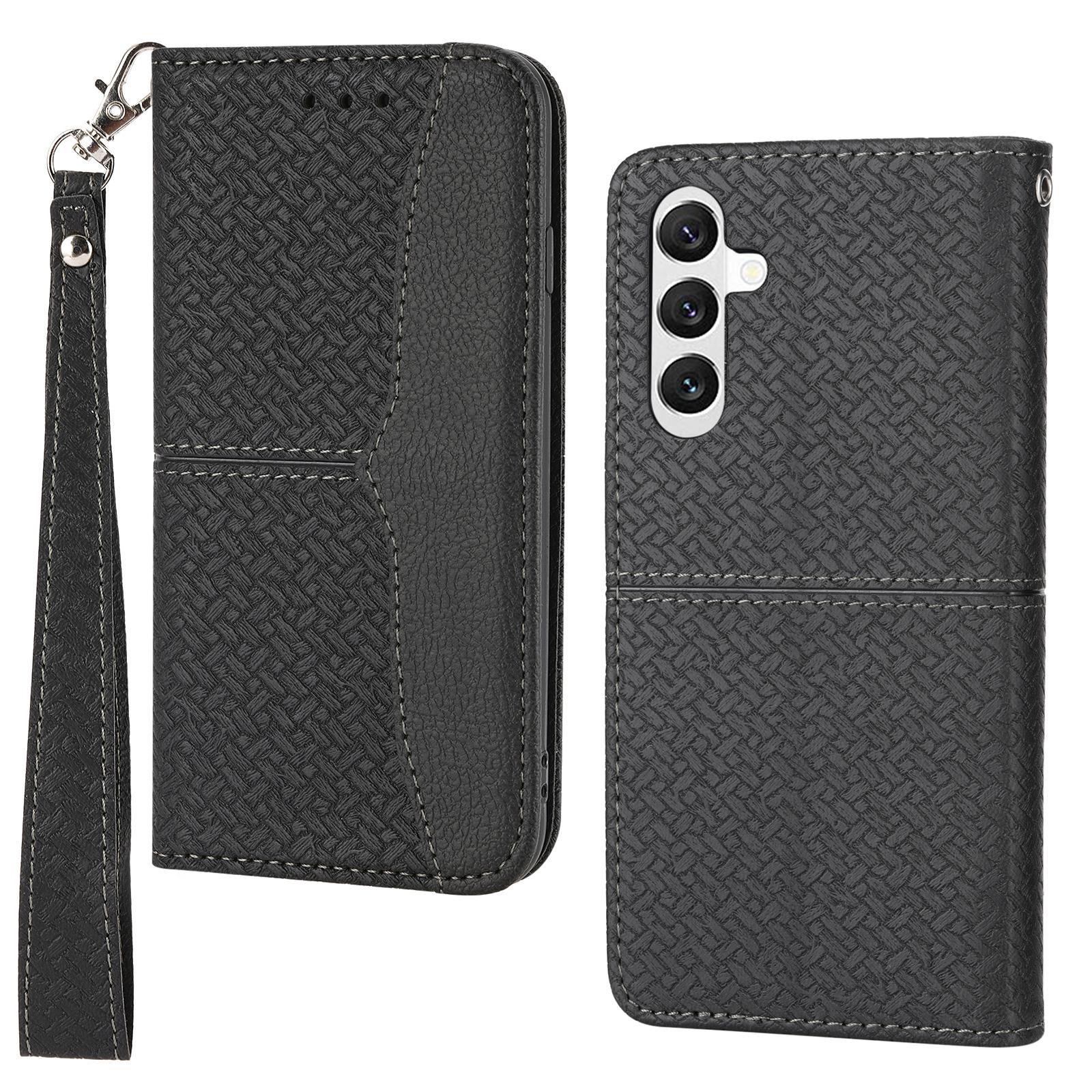 

Кожаный чехол-книжка-раскладушка для Samsung Galaxy A35 5G с ремешком-бумажником Black