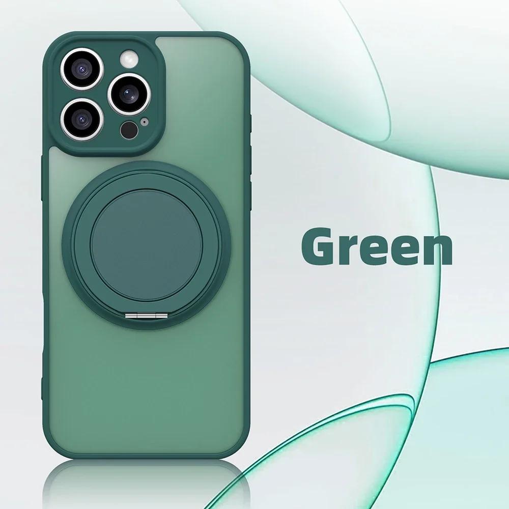 360° Rotating Bracket Matte Clear Magnetic Case for IPhone 17 16 15 13 14 Plus 12 11 Pro Max 17Air MagSafe Wireless Charge Cover