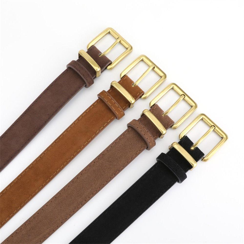 Pin buckle Suede Leather Belt Luxury Design Waistband Fashion Business Waist Belt  For Women