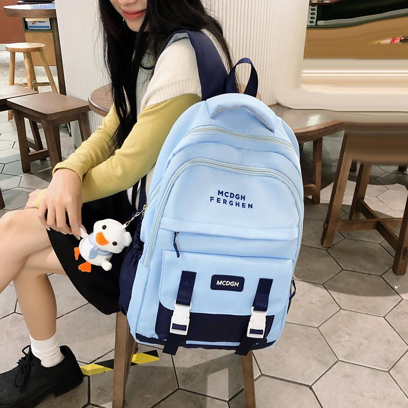 New high-value backpack, light and cute, large-capacity contrasting color and simple student backpack for junior high school and high school students