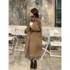 Fashion Design Cow Horn Buckle Tweed Jacket Female Autumn and Winter Tweed Coat Small Son In The Long Section