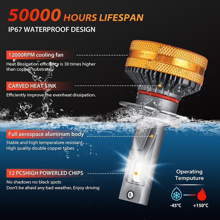 Universal Car LED Headlight Bulbs, 12V/24V, Super Bright H4 High/Low Beam, H7/H11