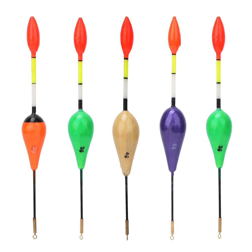 

5Pcs Balsa Wood Short Fishing Floats Bobbers Set Tackle Accessory with Red Tip