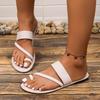 2025 New Summer Solid Color Flat Sandals Open Toe Outdoor Flip Flops Slippers Casual Beach Women's Shoes Plus Size Shoes