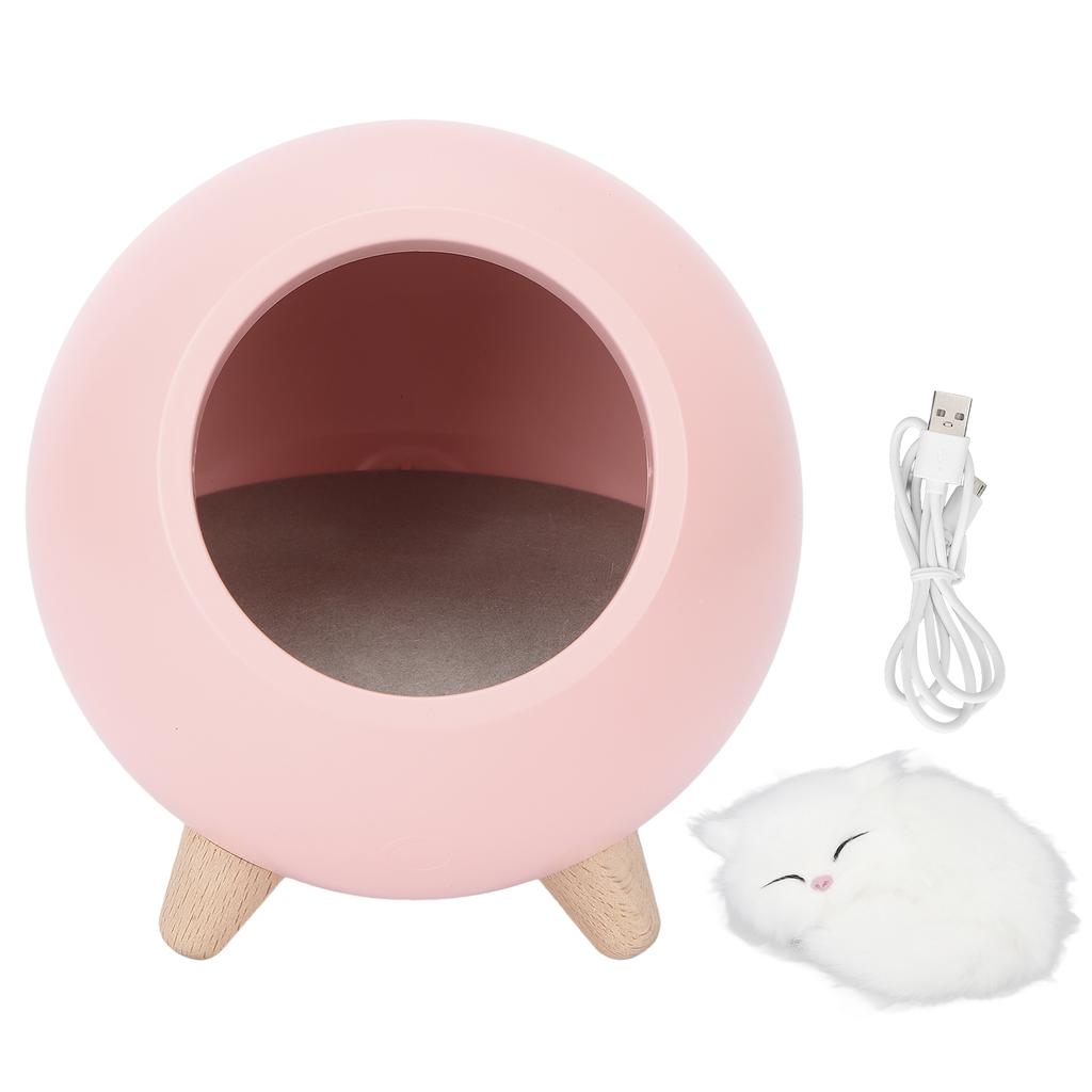 Warm Sleeping Night Lamp LED Bedside Light USB Charging Nursery Night Light with Cat Doll