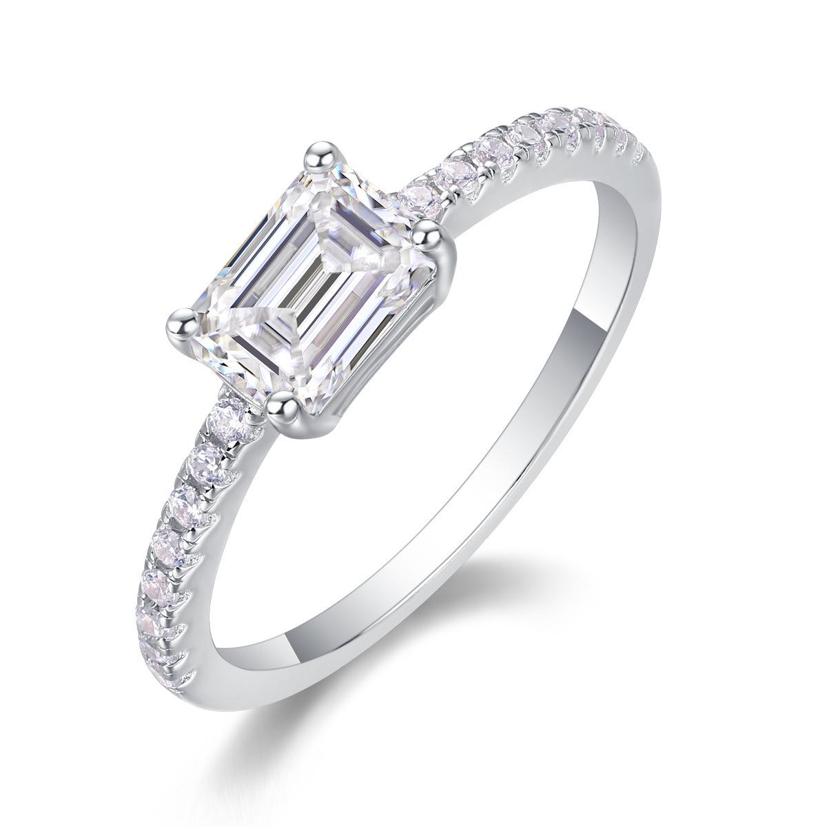 

S925 Sterling Silver Ring 1 Carat Octagonal D Color Moissanite Ring Seiko Electroplating Fashion Women s Ring Elegant Jewelry Gift adjustable opening