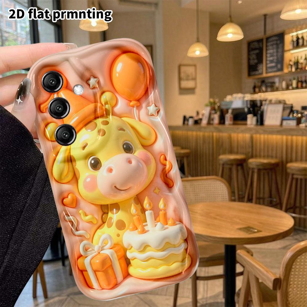 Phone Case: 2D flat, suitable for Samsung Galaxy A34 A35 M05 M06 S20 S22 S21 FE Plus 5G protective case, cartoon giraffe, perfect Christmas and Hallow