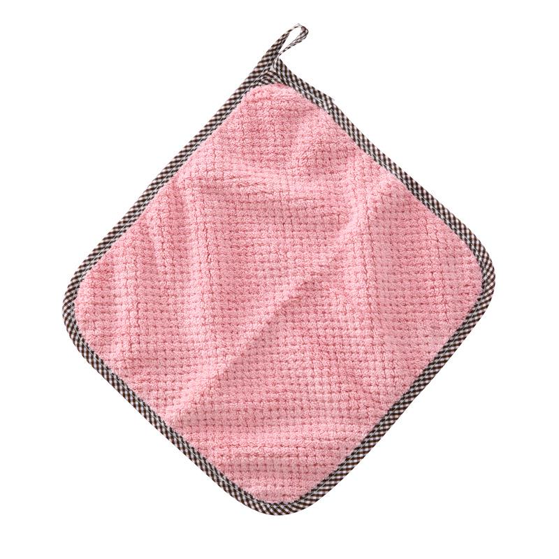 Double-Sided Checkered Coral Fleece Dish Towel - Lint-Free, Water Absorbent, Non-Stick Oil
