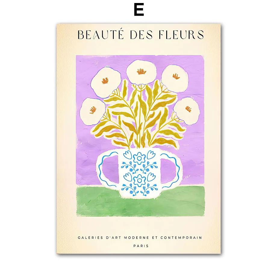 Watercolor Mountain Flower Leaves Geometry Wall Art Posters, Nordic Abstract Pictures, Bedroom Decor, Indoor Canvas Painting