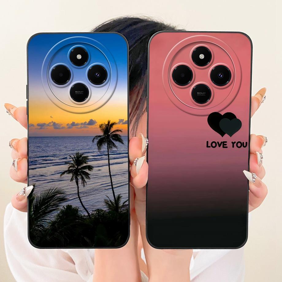 Luxury Fashion Painting Phone Case For Xiaomi Redmi 14C 4G Back Cover Liquid Silicone Soft Bumper For Redmi A4 14R 5G Poco C75