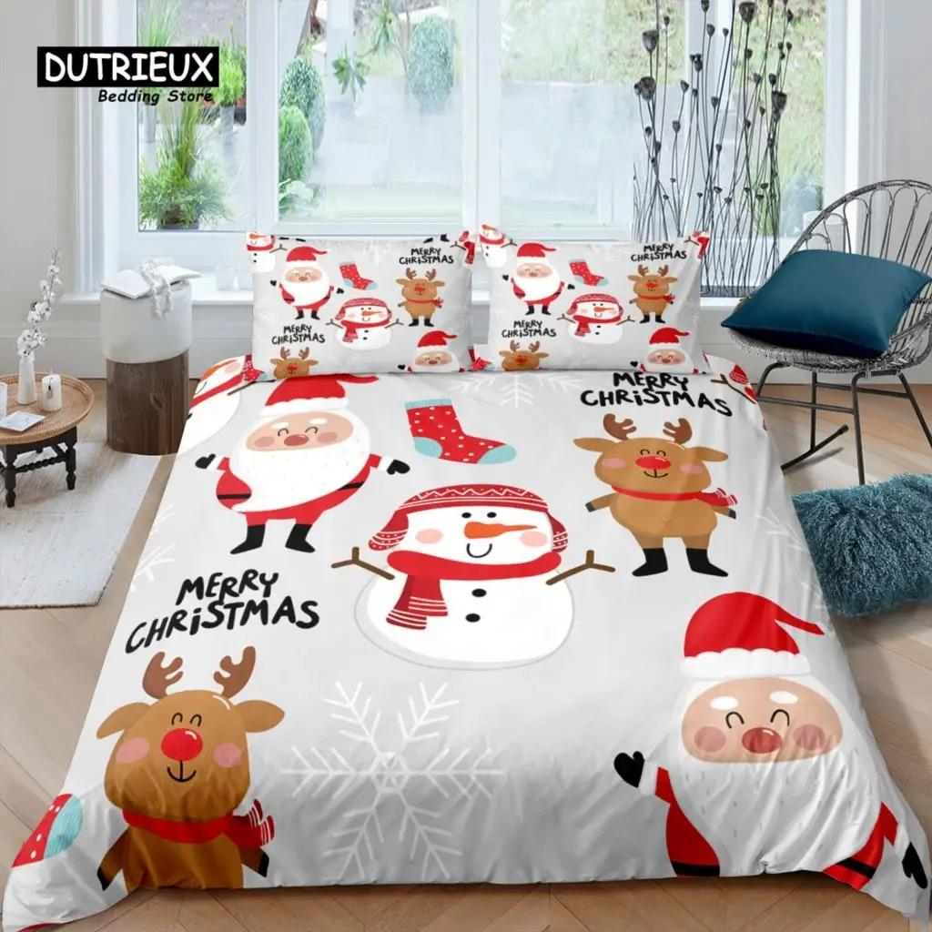 Home Living Luxury 3D Santa Claus Bedding Set Duvet Cover Pillowcase Kids Bedding Set Queen and King EUUSAUUK Size