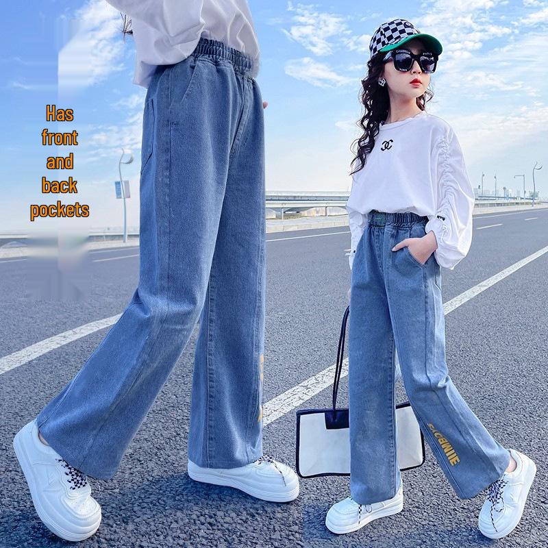 Weite Mädchen-Jeans - Trendige gerade Hosen für Kinder, Frühling/Herbst 2023