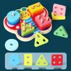 Wooden Stacking Ring Toy - Educational Early Learning, Baby Grasping with Geometric Shape Recognition and Matching Building Blocks