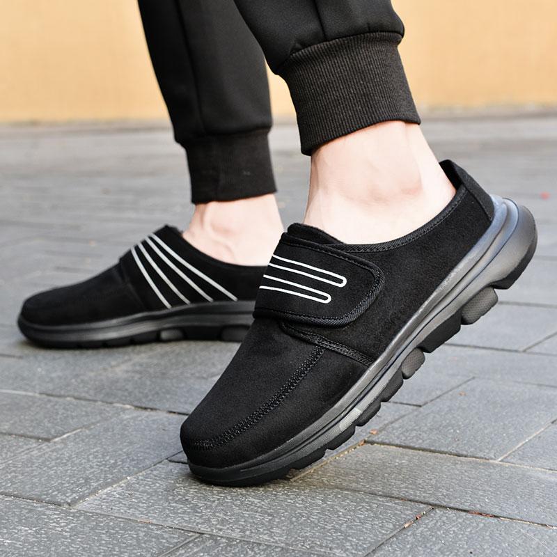 Erkek Günlük Ayakkabılar peluş Kış Sıcak Peluş Unisex Kadın Ayakkabıları Kumaş Yürüyüş Yarım Terlik İç Mekan Dış Mekan erkek ayakkabıları