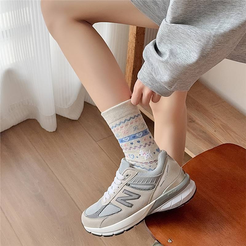 Socks Medium Tube Autumn Cute Bow Stacking Socks Fresh And Sweet Wind Tube Socks