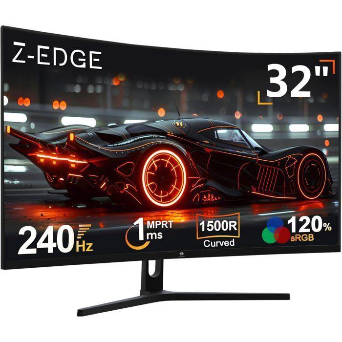 Z-Edge 32palcový PC herní monitor, zakřivený počítačový monitor, FHD 1080P 240Hz 1500R VA MPRT 1ms FreeSync
