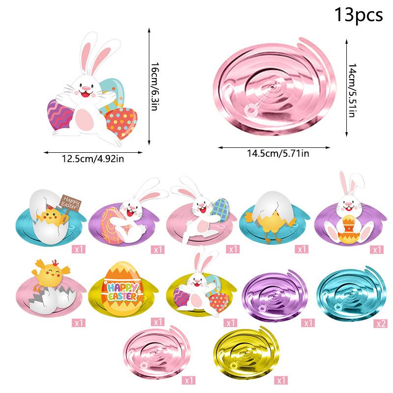Happy Easter Hanging Swirl Carrot Rabbit Egg Colorful Spiral Pendant 2026 Easter Party Home Decoration Supplies Kids Gift Favors