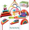 Children's Wooden 4-in-1 Rainbow Arch Bridge Stacking Blocks Early Education Toy