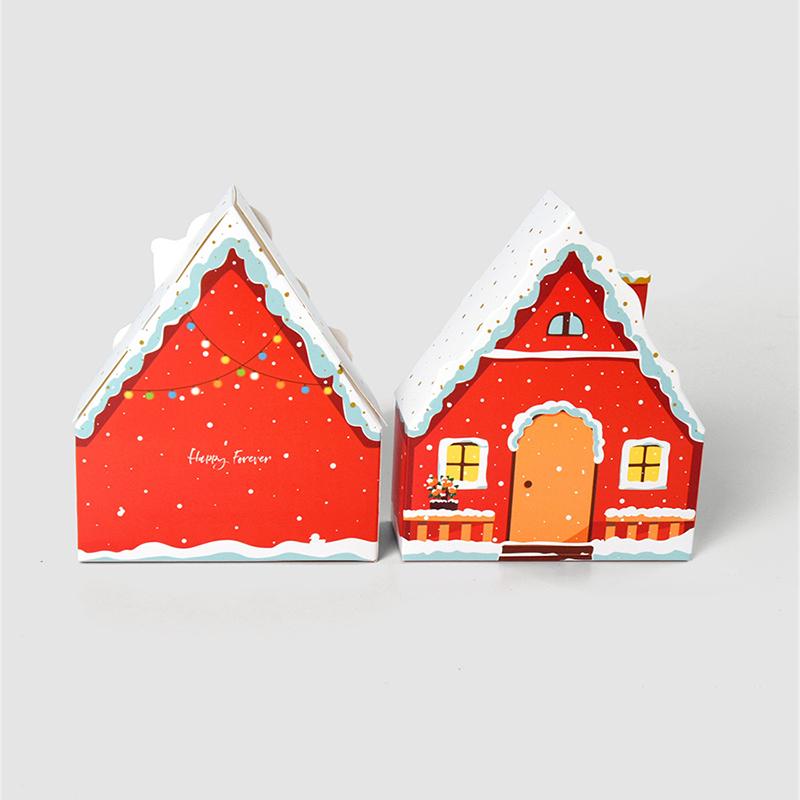 WTEMPO Christmas Red Cute House Shaped Design Gift Boxes Christmas Mini Presents Packaging Boxes Creative Foldable DIY Paper Favor Boxes
