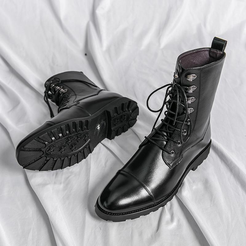 Men Motorcycle Casual High Boots Suede Demi-season Boots  Street Style Cool Boots Large Size