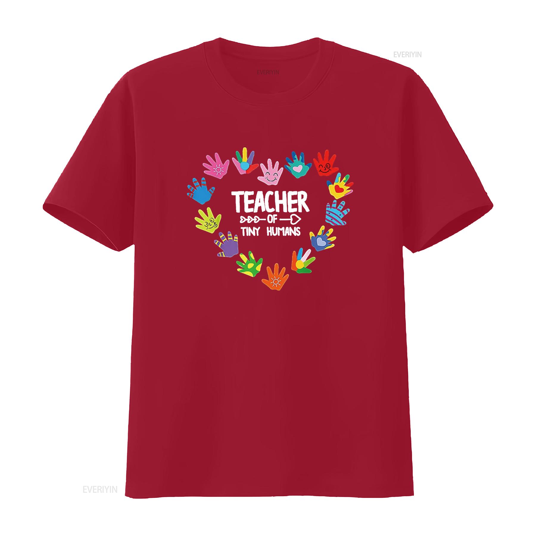 

Teacher Of Tiny Humans Hands Heart Teaching Appreciation T Shirt vintage Washed Comfortable graphic Unisex Casual Stylish Soft S