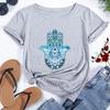 Camisetas con estampado de la mano de Fátima de Hamasa para mujer, camisetas Unisex Harajuku de la mano de Hamsa de la suerte, camisetas negras de manga corta para verano para mujer