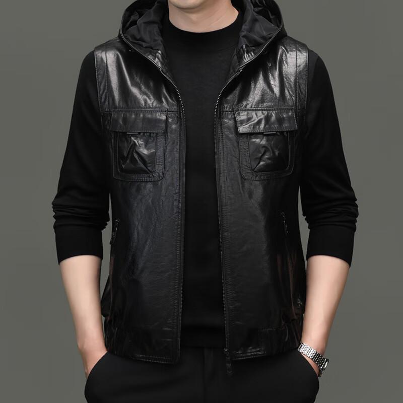 

Мужской кожаный жилет с капюшоном Yiliteng в деловом повседневном стиле 3XL 56