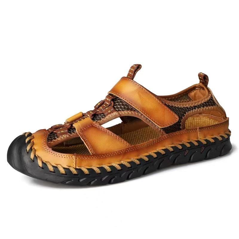 Fashion Summer Sandals Leather Breathable Men Beach Shoes Luxury Outdoor Casual Sandals Man Wading Shoes Non-slip Comfort Slippers