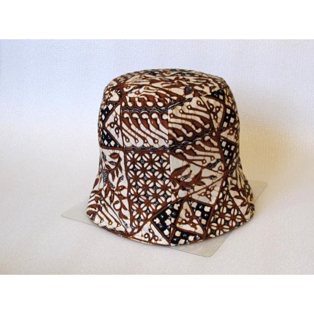 Used Handmade bucket hat with reversible geometric pattern made from batik fabric