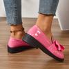 Spring New Bow Detail Slip-On Leather Shoes – Large-Size British Style Low Heel Loafer Dress Shoes for Women