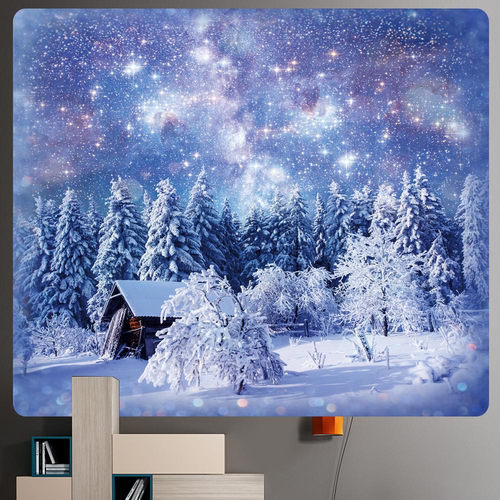 Forest Snow Christmas Tree Psychedelic Scene Home Decor Art Tapestry Bohemian Tarot Beautiful Room Wall