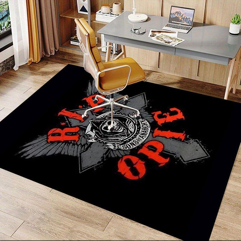 1pc Sons of Anarchy Themed Office Carpet Chair Mats - Durable Polyester Rug for Home Theater, Office, Dorm Room Decor - tA20