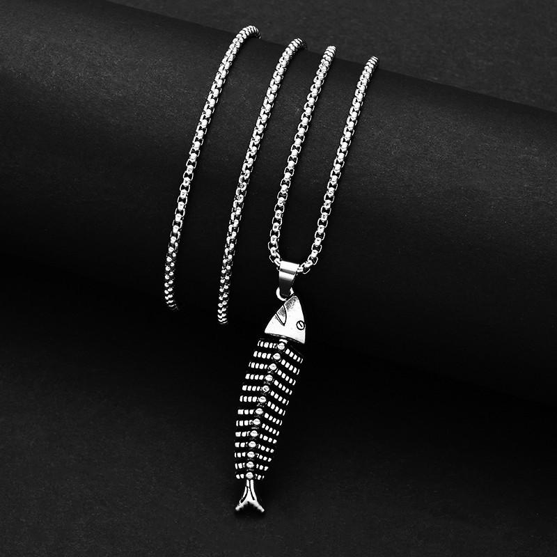 European and American Personalized Hip-hop Titanium Steel Necklace Men, Trendy Brand Simple Pendant Long Sweater Chain Accessories Women