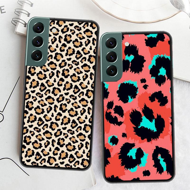 Leopard Print Pink Phone Case For Samsung Galaxy S22 S25 Ultra S21 S10 Plus S26 Edge S20 S23 S24 FE Cover Silicone Soft TPU