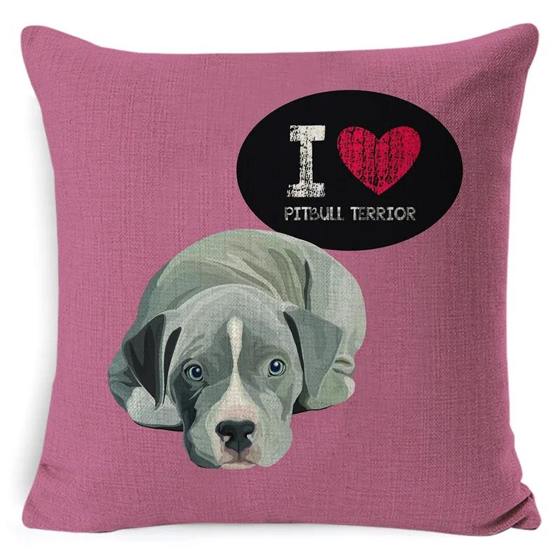 Bullterrier Beagle Bomull Lin Kuddfodral Bostonterrier Boxer Hund Kuddfodral Bulldog Chihuahua Heminredning Kuddfodral
